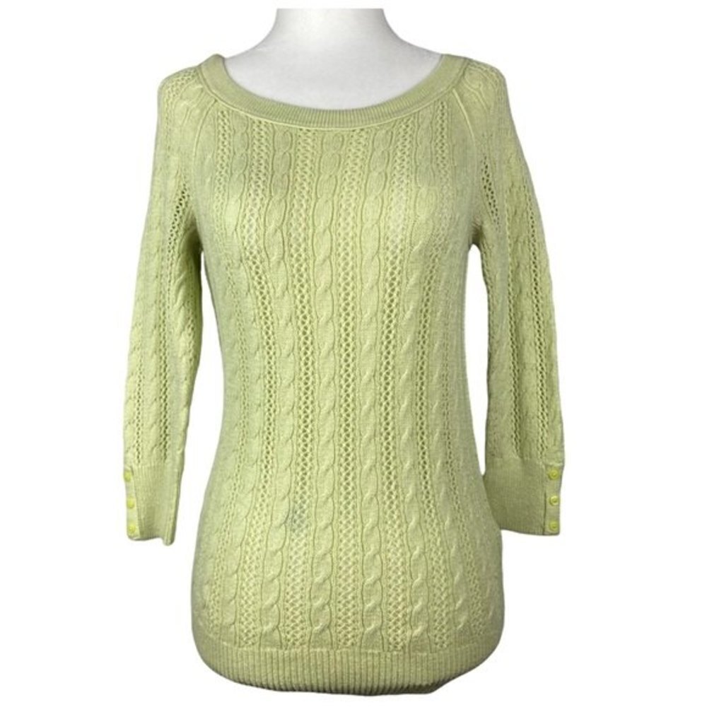 American Eagle Outfitters Sweater Womens Small Petite Green 3/4 Sleeve Top
